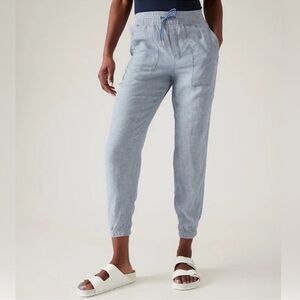 New Athleta Retreat Linen Jogger blue chambray size 0